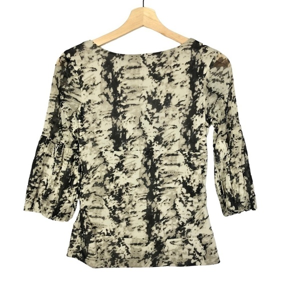 BCBGMaxAzria Beige & Black Long Sleeve Blouse S - Picture 2 of 3